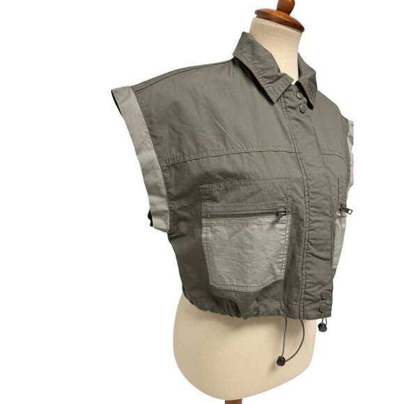 Forever 21 women's Poplin Color block Utility Cropped Vest size S - Picture 8 of 12